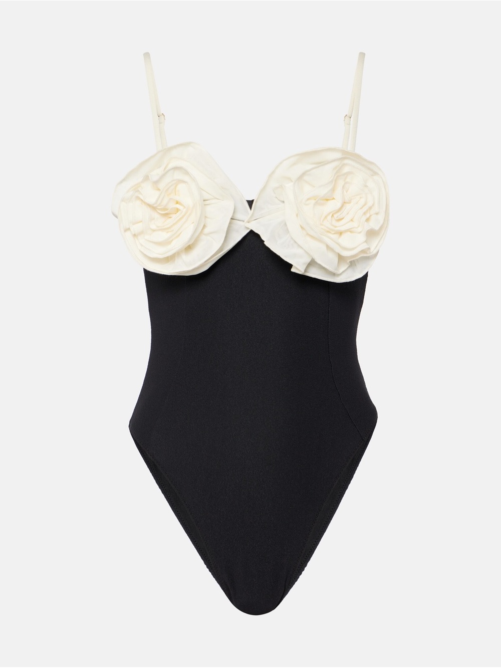 Same Floral Appliqué One-Piece Swimsuit Black Size S